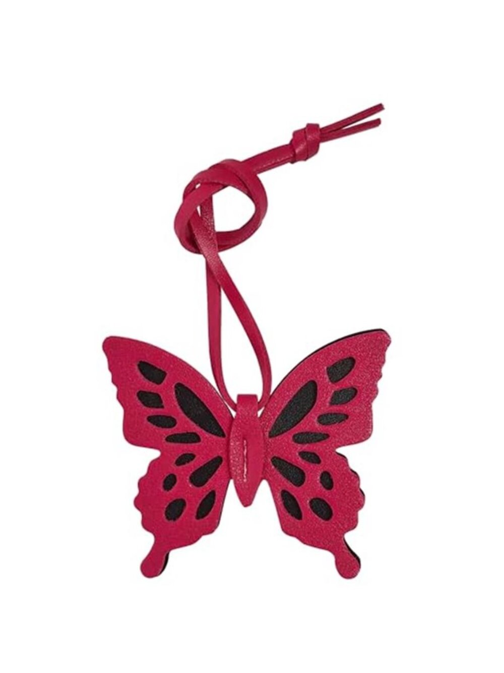 Pink Butterfly Bag Charm Faux Leather Purse Tote Keychain Accessory
